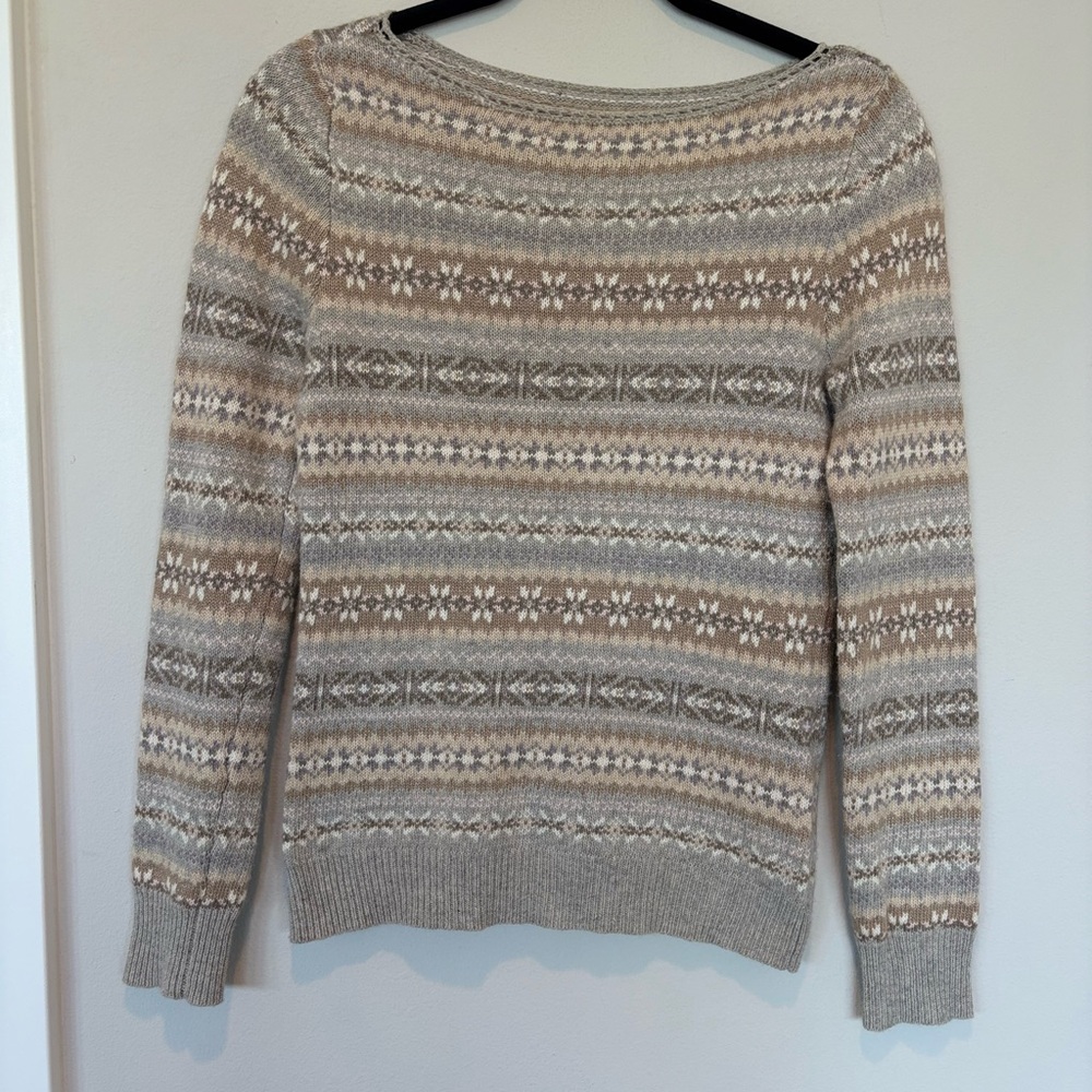 Lauren Ralph Lauren Neutral Fair Isle Crewneck Sweater in Beige and Cream